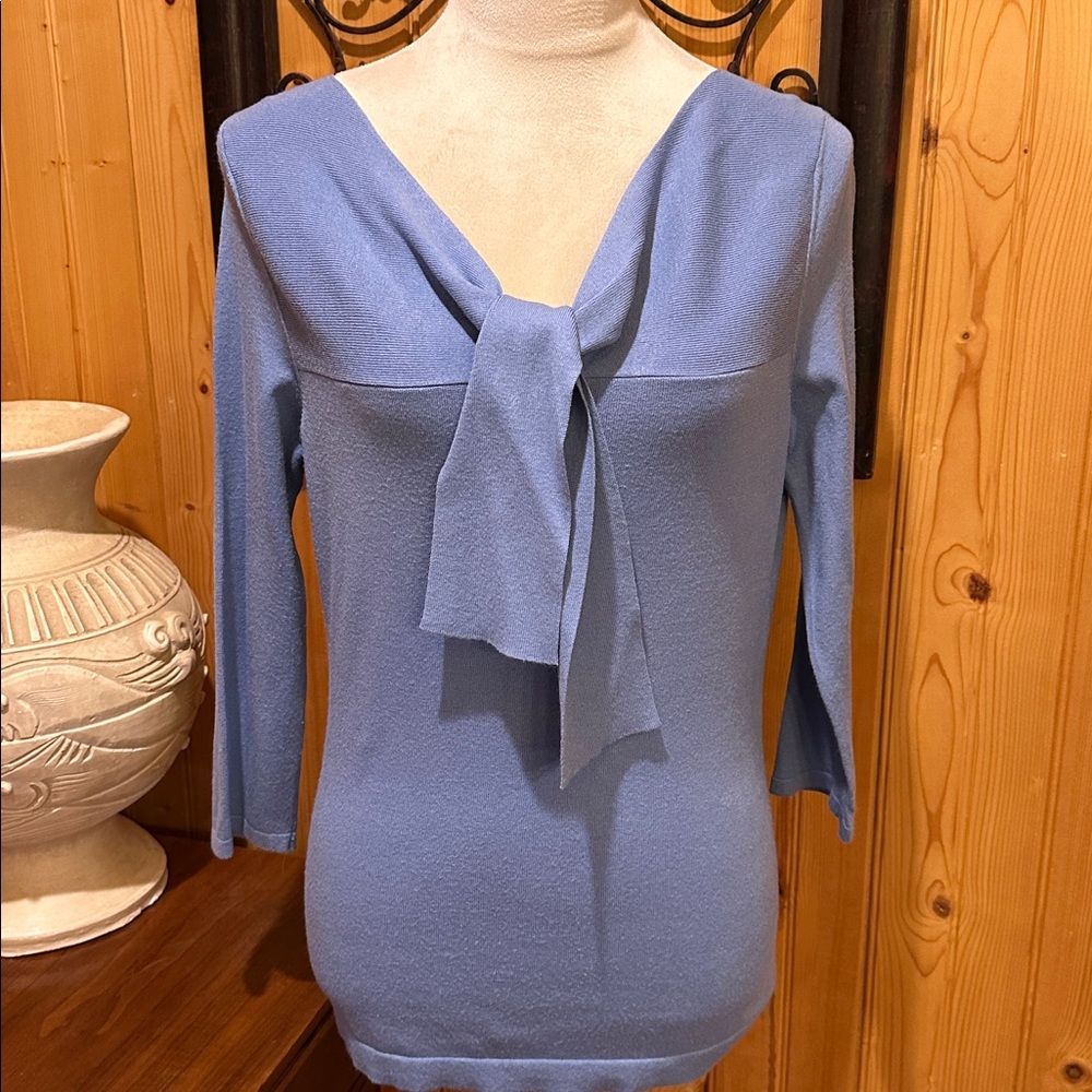 LOFT Women's Elegant Blue Tie-Front Blouse